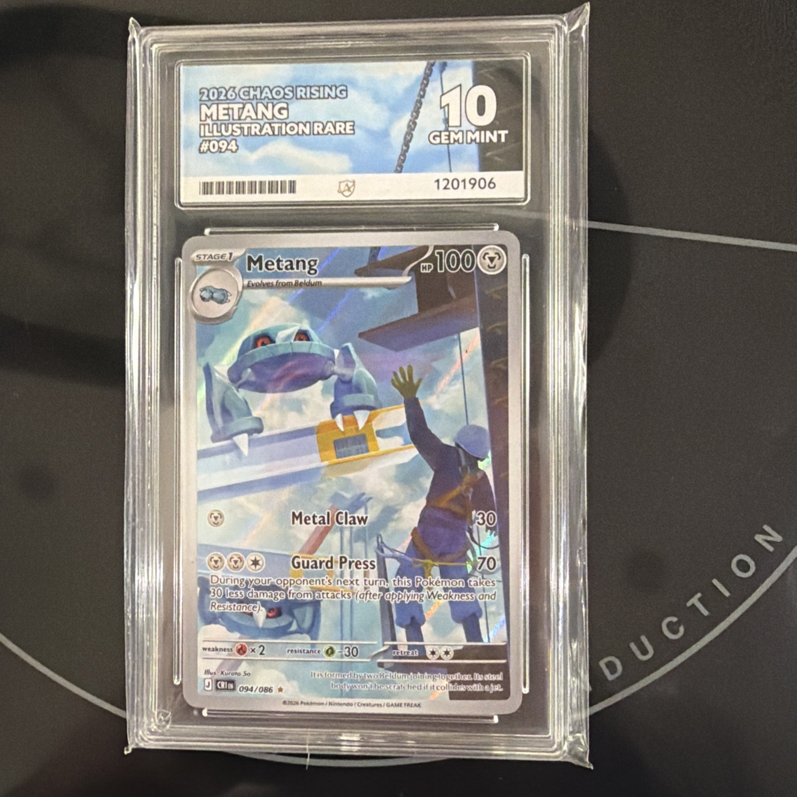 Pokemon TCG English/Chaos Rising/Metang 094/086/ Ace 10 (Perfect Subgrades)