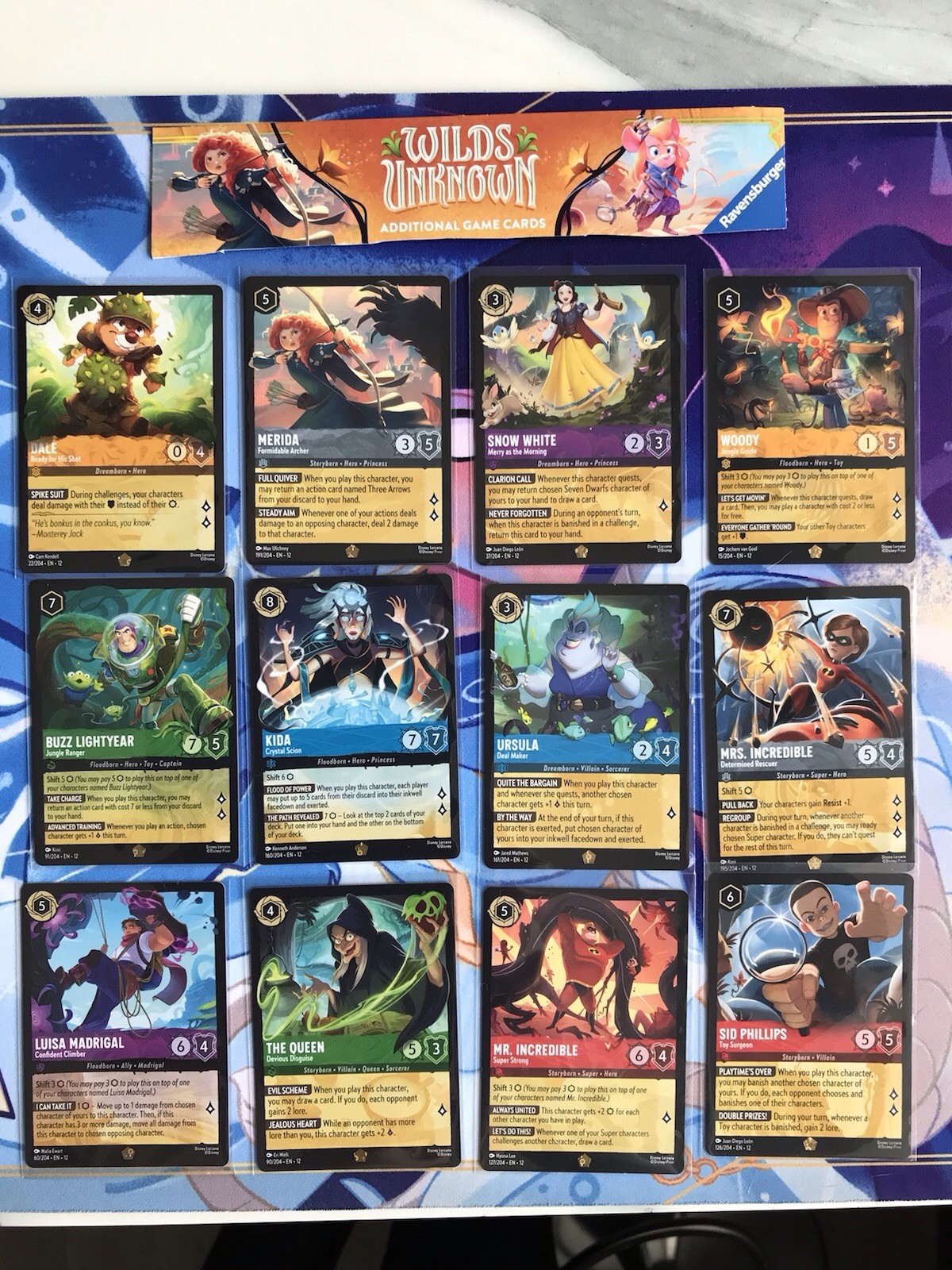 Disney Lorcana Wilds Unknown Full Set Of Legendary Cards (12 Cards) Non Foils